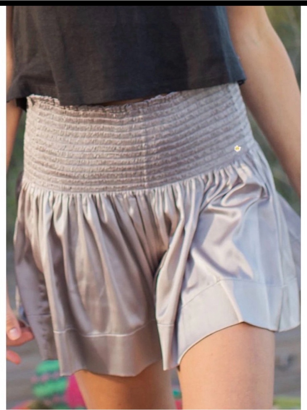 Natural Life Daisy Skort/Shorts - Satin Finish, Smocked Waist, Sz L/XL, guc